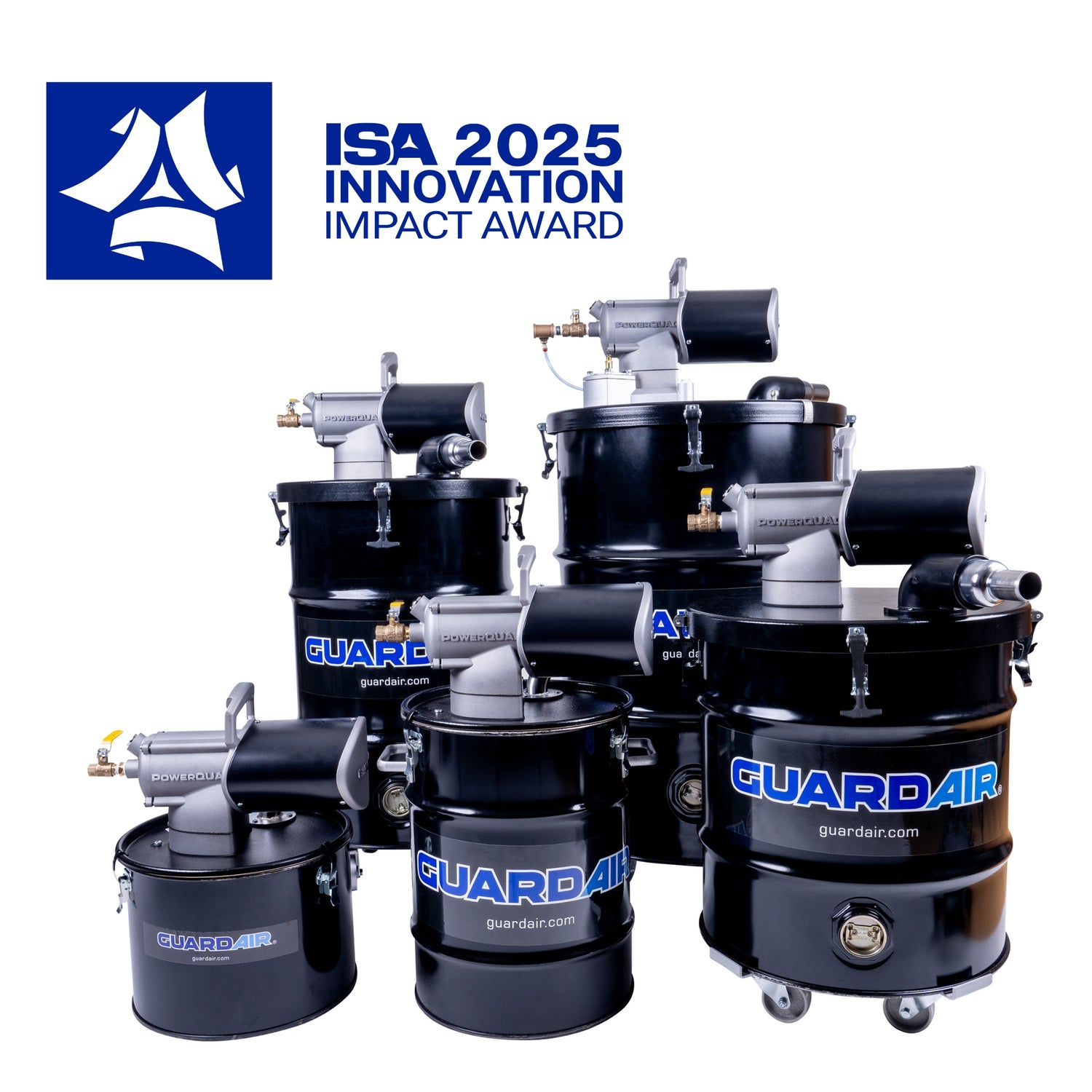PowerQUAD Pneumatic Vacuums Family with ISA 2025 Innovation Impact Award Logo