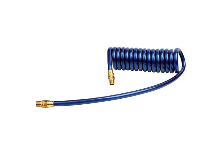 Polyurethane Coiled Air Hose Assembly - 3/8" ID x 12'