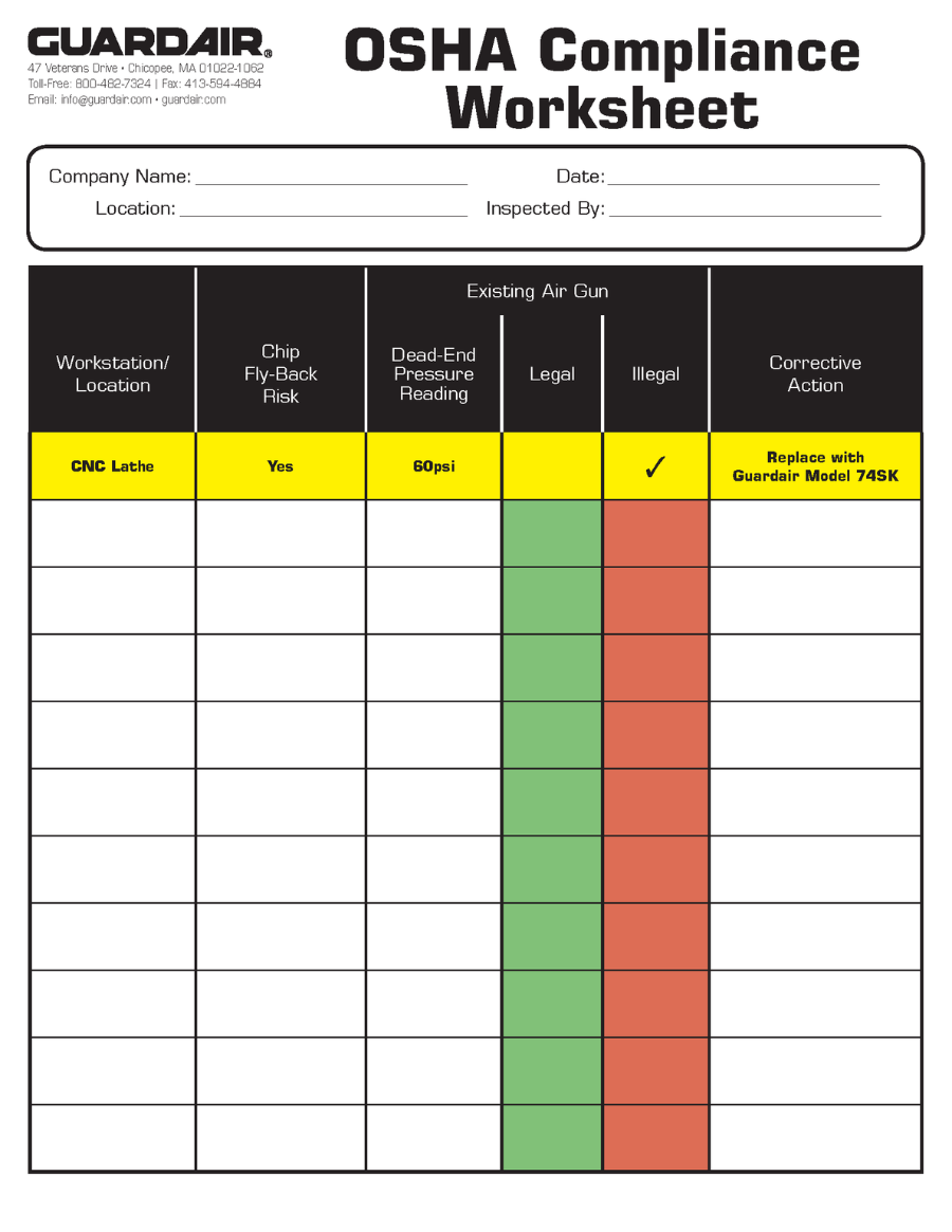 OSHA Compliance Worksheet