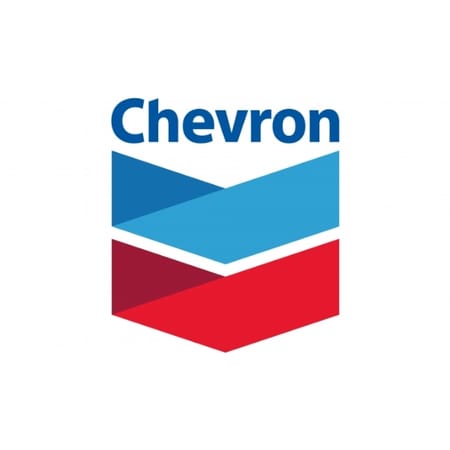 Chevron logo with blue and red design on a white background