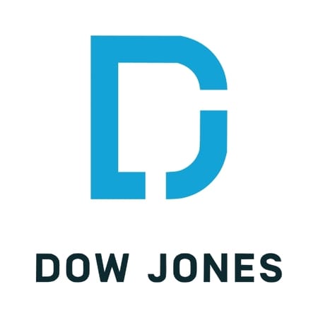 Dow Jones logo with a blue 'D' on a white background
