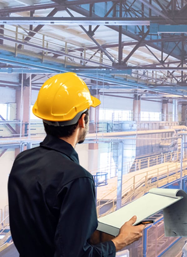 Man in Hard Hat with Notebook