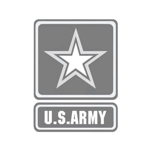 U.S. Army logo with a star in a square border on a white background