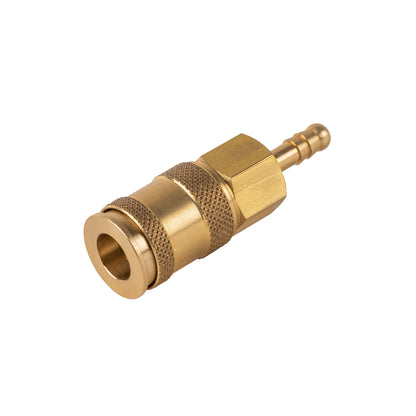 1/4" Quick Disconnect Universal Brass Coupler - 1/4" Hose Barb (C14U14B)