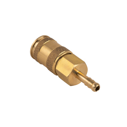 1/4" Quick Disconnect Universal Brass Coupler - 1/4" Hose Barb (C14U14B)