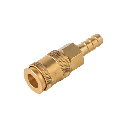 1/4" Quick Disconnect Universal Brass Coupler - 3/8" Hose Barb (C14U38B)