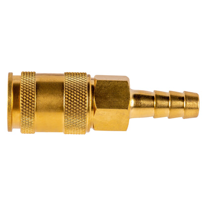 1/4" Quick Disconnect Universal Brass Coupler - 3/8" Hose Barb (C14U38B)