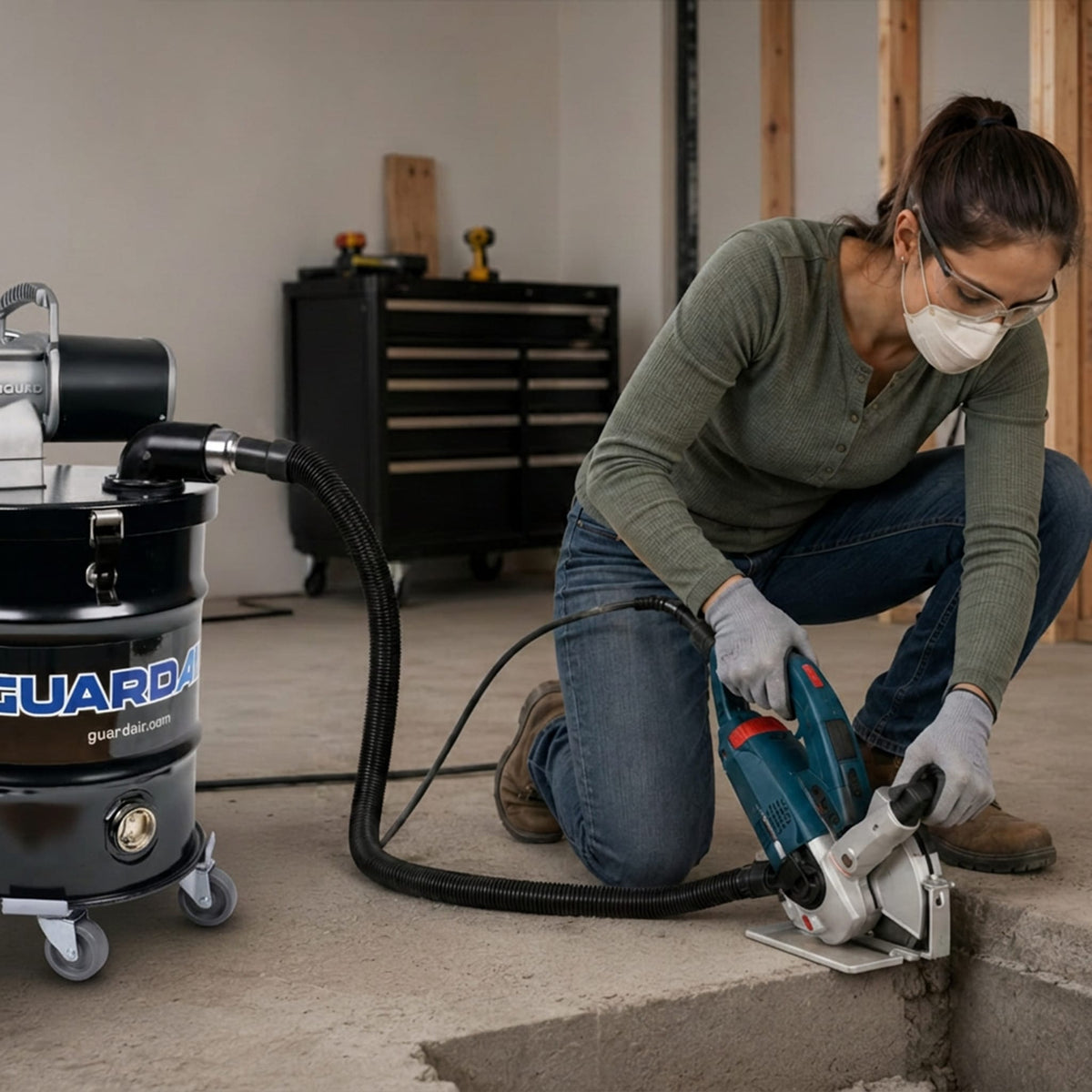 PowerQUAD Dust Extractor - Application Concrete Cutting