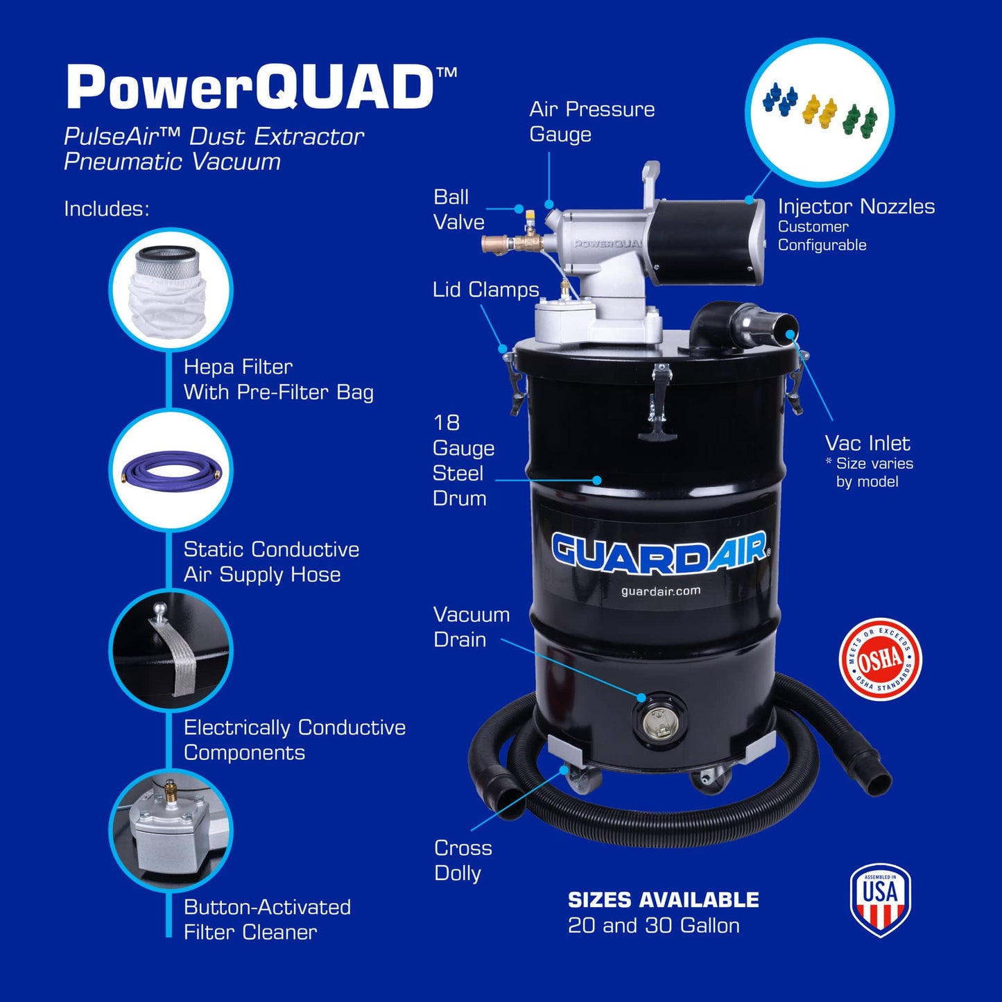 PowerQUAD PulseAir Dust Extractor Vacuum - Features & Specs