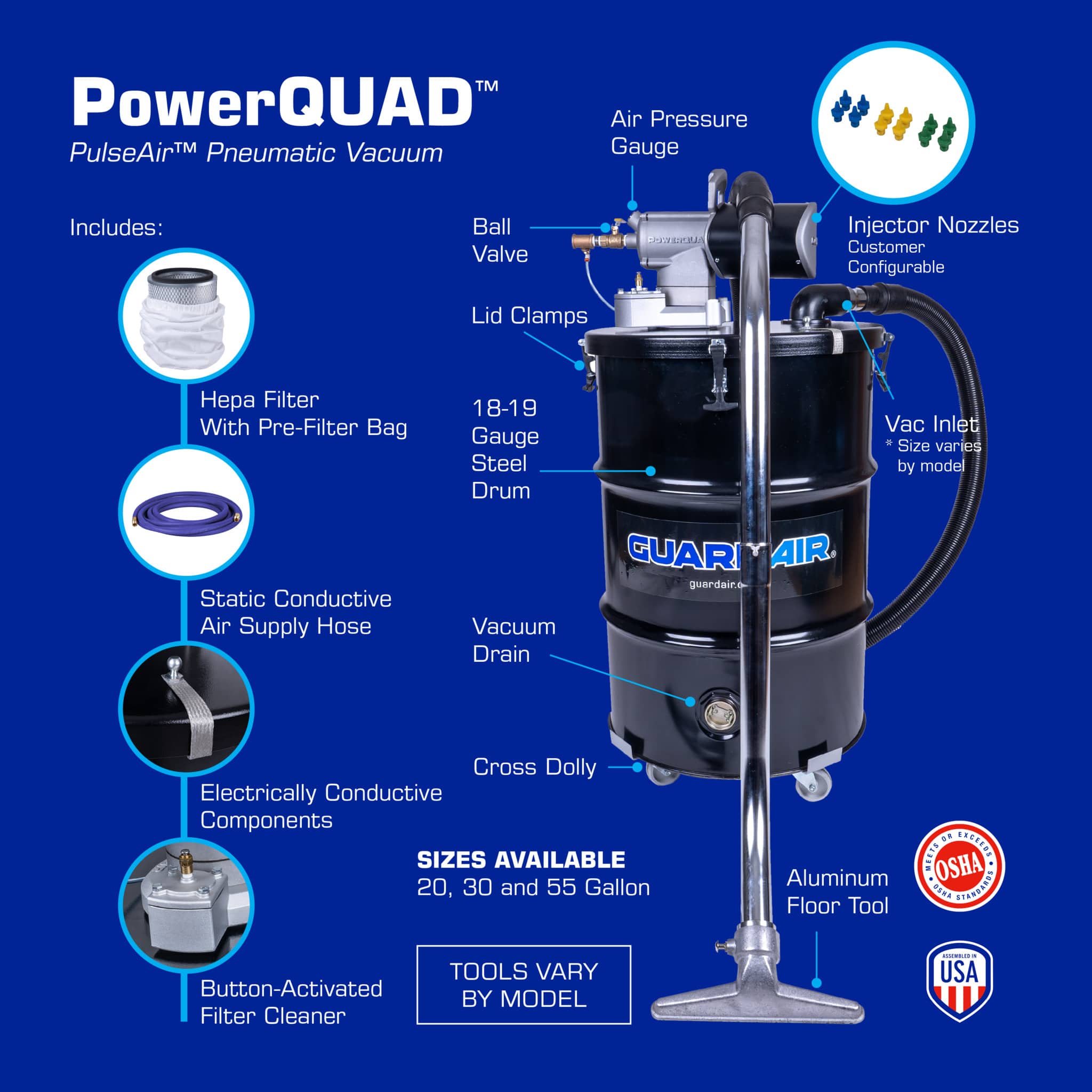 PowerQUAD™ 30 Gallon PulseAir™ Vacuum Kit w/ 2