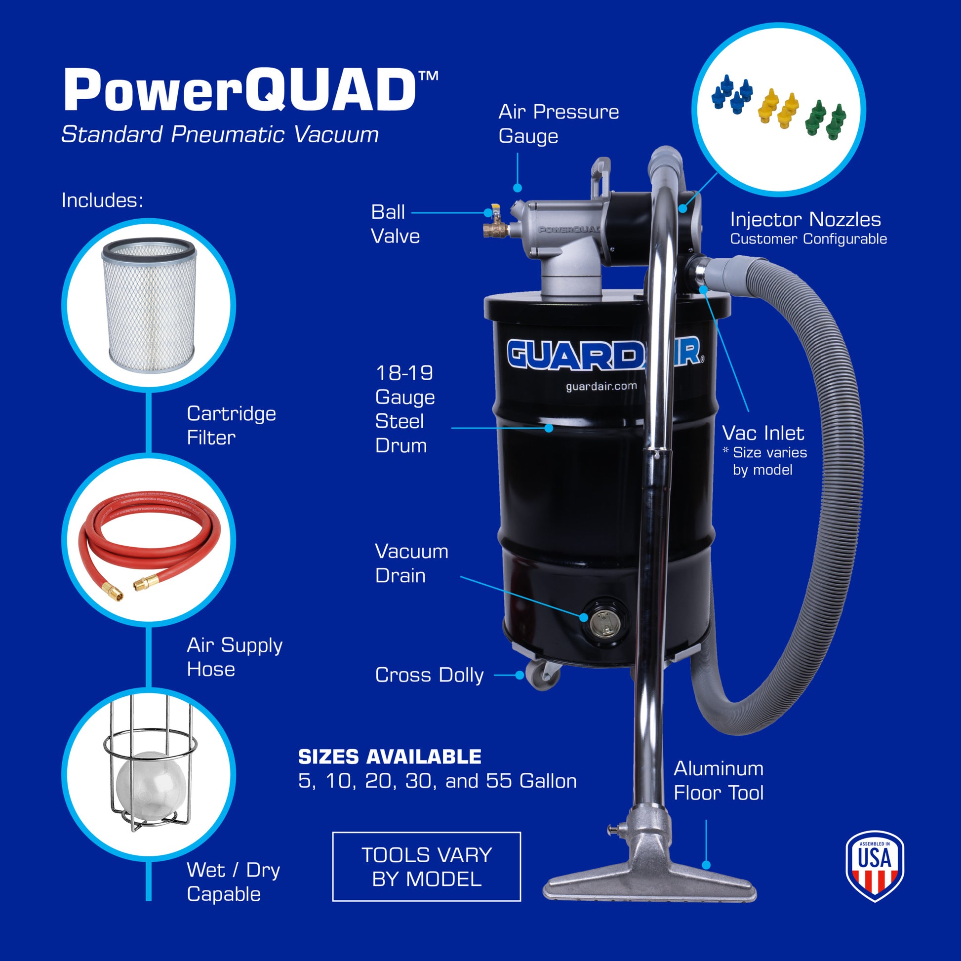PowerQUAD Standard Vacuum (20/30/55 Gallon) - Features & Specs