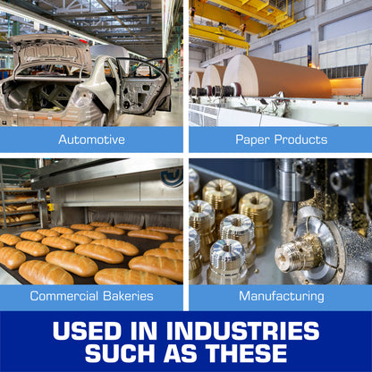 Used in Industries Such as These: Automotive, Paper Products, Commercial Bakeries, Manufacturing