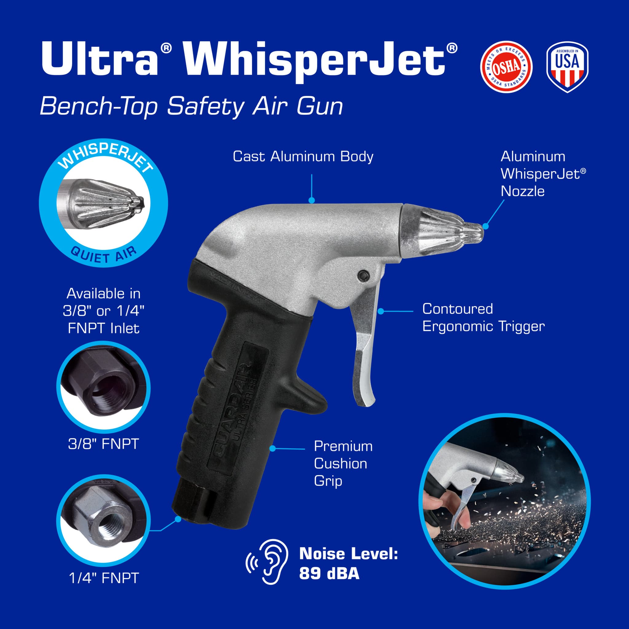 Ultra® WhisperJet® U80WJ Safety Air Gun - 1/4